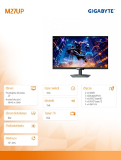 GIGABYTE Monitor 27 cali M27UP IPS 4K FHD 160/240Hz DP HDMI  - M27UP - Zdjęcie 8