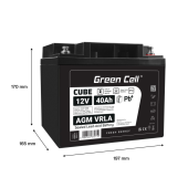 GREEN CELL Akumulator AGM VRLA 12V 40Ah IP54 - AGM12V40AH-J - Zdjęcie 3