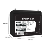GREEN CELL Akumulator AGM VRLA 12V 75Ah IP54 - AGM12V75AH-J - Zdjęcie 8