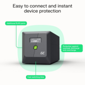 GREEN CELL Zasilacz awaryjny UPS 360W/650VA modyfikowana sinusoida  - UPSLM360 - Zdjęcie 9