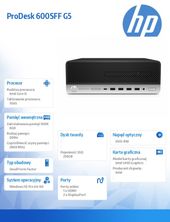 HP INC Komputer ProDesk 600SFF G5 i5-9500 256/8G/DVD/W10P  7AC36EA - 7AC36EA - Zdjęcie 2