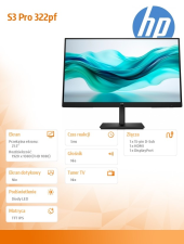 HP INC Monitor 21.5 cala S3 Pro 322pf FHD MNTR 9U5B0UT#ABB - 9U5B0UT#ABB - Zdjęcie 6