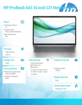 HP INC Notebook ProBook 445 G11 Ryzen 5 7535U 512GB/16GB/W11P/14.0 A38DRET - A38DRET#AKD - Zdjęcie 4