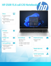 HP INC Notebook 250R G10 5-120U 512GB/16GB/W11P/15,6 cali D4TJ1ET  - D4TJ1ET#AKD - Zdjęcie 8