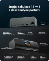 ICYBOX Stacja dokująca IB-DK2300-CH 11w1 USB, HDMI, 100W PD, LAN - IB-DK2300-CH - Zdjęcie 2