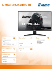 IIYAMA Monitor 23,8 cala G2441HSU-B1 IPS,FHD,144Hz,1ms,2xUSB,350cd,HDMI,DP  - G2441HSU-B1 - Zdjęcie 9