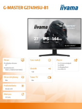 IIYAMA Monitor 27 cali G2741HSU-B1 IPS,FHD,144Hz,1ms,2xUSB, 350cd,HDMI,DP - G2741HSU-B1 - Zdjęcie 9