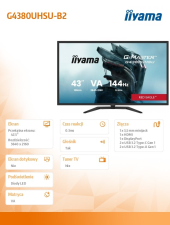 IIYAMA Monitor G-Master 42.5 cala G4380UHSU-B2 4K,VA,2xHDMI,2xDP,0,3ms,144Hz,550cd,    4000:1, USB HUBx4, 2x7W, - G4380UHSU-B2 - Zdjęcie 4