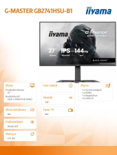 IIYAMA Monitor 27 cali GB2741HSU-B1 IPS,FHD,144Hz,1ms,2xUSB,350cd,HDMI,DP,  HAS (150) PIVOT  - GB2741HSU-B1 - Zdjęcie 11