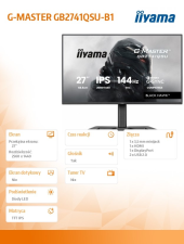 IIYAMA Monitor 27 cali GB2741QSU-B1 IPS,QHD,144Hz,1ms,2xUSB,                Adaptive G-SYNC,HDMI,DP,350cd, HAS (150) PIVOT  - GB2741QSU-B1 - Zdjęcie 10