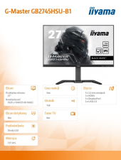 IIYAMA Monitor 27 cali G-Master GB2745HSU-B1 IPS,FHD,100Hz,1ms,2xUSB,HDMI,DP,2x2W,   FreeSync,HAS(150mm) - GB2745HSU-B1 - Zdjęcie 5