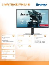 IIYAMA Monitor 27 cali GB2771HSU-B1 0.4ms,Fast IPS, HAS (150) PIVOT,        1xUSB 3.2, 1xUSB C, 240Hz, DP, 2xHDMI,Adaptive G-SYNC-1920x1080@48-240Hz DP Only - GB2771HSU-B1 - Zdjęcie 6