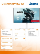 IIYAMA Monitor 27 cali GB2771HSU-W1 0.4ms,Fast IPS, HAS (150) PIVOT,        1xUSB 3.2, 1xUSB C, 240Hz, DP, 2xHDMI,Adaptive G-SYNC - 1920 x 1080 @48-240Hz Dis - GB2771HSU-W1 - Zdjęcie 11