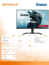 IIYAMA Monitor 31.5 cala  GB3271QSU-B2 1ms,IPS,180Hz,2x HDMI,DP,400cd,FreeSync QHD,2x USB(3.2),2x USB-C,2x 4.5W,HAS-150mm - GB3271QSU-B2 - Zdjęcie 4