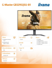 IIYAMA Monitor G-Master 31.5 cala GB3295QSU-B1 QHD,FastVA,240Hz,2xHDMI,DP,400cd,0,4ms, 2xUSB 3.2 , 2xUSB-C, HAS 150, FreeSync Premium - HDMI: 2560 x 1440 @48 - GB3295QSU-B1 - Zdjęcie 5