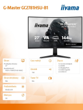 IIYAMA Monitor 27 cali GC2781HSU-B1 VA, FHD, 144Hz, 1ms, 2xUSB, 1500R, 350 cd, 4000:1, HDMI, DP, FreeSync -1920x1080 (48-144Hz), 2x2W - GC2781HSU-B1 - Zdjęcie 3