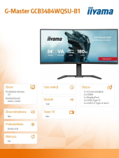 IIYAMA Monitor G-Master 34 cale GCB3484WQSU-B1,VA,UWQHD,180Hz,1500R, 21:9, 500cd/m2, 2x5W - GCB3484WQSU-B1 - Zdjęcie 8