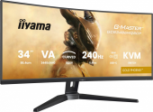 IIYAMA Monitor G-Master 34 cale GCB3486WQSCP-B1,VA,UWQHD,240HZ,1500R,500cd,21:9,     USB-C dock 95W, RJ45, 2x5W - GCB3486WQSCP-B1 - Zdjęcie 9