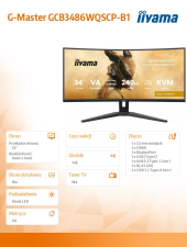 IIYAMA Monitor G-Master 34 cale GCB3486WQSCP-B1,VA,UWQHD,240HZ,1500R,500cd,21:9,     USB-C dock 95W, RJ45, 2x5W - GCB3486WQSCP-B1 - Zdjęcie 11