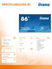 IIYAMA Monitor wielkoformatowy 85.6 cali LH8642UHS-B3 4K,18/7,SDM,IPS,LAN,PION,500cd/m2,OS8.0  - LH8642UHS-B3 - Zdjęcie 4