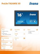 IIYAMA Monitor 15.6 cali T1624MSC-B1 IPS,poj.10pkt.450cd,24/7,media player,6H - T1624MSC-B1 - Zdjęcie 8