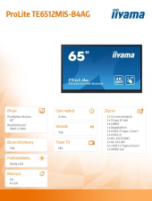 IIYAMA Monitor 65 cali TE6512MIS-B4AG  40pkt,IPS,4K,24/7,7H, ANDROID 14, RK3576, 8/128GB, EDLA, Essential  - TE6512MIS-B4AG - Zdjęcie 6