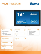 IIYAMA Monitor 15.6 cala TF1615MC-B1 IPS,pojemnościowa 10 punktów,450cd/m2,IP65,7H,HDMI,DP,VGA  - TF1615MC-B1 - Zdjęcie 9