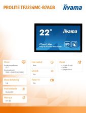 IIYAMA Monitor wielkoformatowy  21.5 cala TF2234MC-B7AGB IPS,10PKT.VGA,HDMI,DP,FHD,IP65,6H  - TF2234MC-B7AGB - Zdjęcie 4