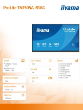 IIYAMA Monitor 75 cali TN7505A-B1AG IPS,4K,40pkt,500cd,nonOS,1200:1,5ms,    DeepContrast-IR+, 1xVGA,2xHDMI,DP,USB-C(PD65W),2xRJ45,2x20W,PiP,PbP,UCHWYT ŚCIENN - TN7505A-B1AG - Zdjęcie 4