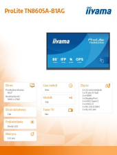 IIYAMA Monitor 86 cali TN8605A-B1AG IPS,4K,40pkt,500cd,nonOS,1200:1,5ms,    DeepContrast-IR+, 1xVGA,2xHDMI,DP,USB-C(PD65W),2xRJ45,2x20W,PiP,PbP,UCHWYT ŚCIENN - TN8605A-B1AG - Zdjęcie 3