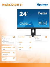 IIYAMA Monitor 23.8 cala X2491H-B1 IPS,HDMI,DP,1ms,350cd/m2, 1500:1,120Hz - X2491H-B1 - Zdjęcie 3
