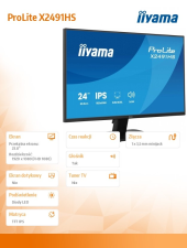 IIYAMA Monitor 23.8 cala X2491HS-B1  IPS,HDMI,DP,1ms,350cd, 1500:1,120Hz,2x2W - X2491HS-B1 - Zdjęcie 8