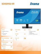 IIYAMA Monitor 24 cale X2492HSU-B1 IPS,FHD,HDMI,DP,120Hz,300cd,4ms,USB HUBx2cienkie ramki, 1500:1, ErP B - X2492HSU-B1 - Zdjęcie 5