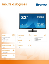 IIYAMA Monitor 32 cale X3270QSU-B1 IPS,WQHD,HDMI,DP,100Hz,250cd,3ms,2x2W,   3xUSB(3.2),FlickerFree,VESA  - X3270QSU-B1 - Zdjęcie 7