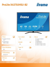 IIYAMA Monitor 43 cale X4373UHSU-B2 4K,VA,2xHDMI,DP,USBCdock (PD95W),       4000:1, USB HUB x4 (2x Type-A, 2x Type-C), KVM, 2 x 7W,450 cd/m2  - X4373UHSU-B2 - Zdjęcie 10