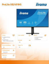 IIYAMA Monitor 23.8 cala XB2491HS-B1  IPS,HDMI,DP,1ms,350cd, 1500:1,120Hz,2x2W,HAS150 (PIVOT) - XB2491HS-B1 - Zdjęcie 8