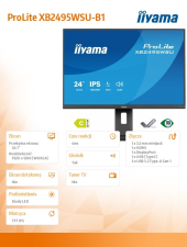 IIYAMA Monitor 24 cale XB2495WSU-B1  IPS,16:10,350cd,4ms,HDMI, 100Hz,1500:1, 4xUSB,2x2W,HAS150 (PIVOT)  - XB2495WSU-B1 - Zdjęcie 7
