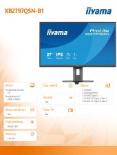 IIYAMA Monitor 27 cali XB2797QSN-B1 IPS/3.7 megapixel QHD, HAS150/ 350cd/1ms/HDMI/Displayport, USBC DOCK 65W, 4USB HUB, RJ45 - XB2797QSN-B1 - Zdjęcie 11