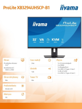 IIYAMA Monitor 31,5 cala XB3294UHSCP-B1.4K,VA,2xHDMI,DP,USB-C dock 95W, PIP,RJ45, 400cd, 2ms, 4xUSB, KVM,Sync,2x5W, HAS (150) PIVOT, - XB3294UHSCP-B1 - Zdjęcie 6