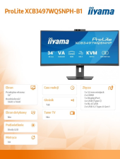 IIYAMA Monitor 34 cale XCB3497WQSNPH-B1,VA,UWQHD,1500R,USB-C Dock 95W, RJ45, KVM,2x5W, kamera 5MP, /5y/ - XCB3497WQSNPH-B1 - Zdjęcie 8