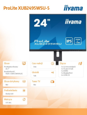 IIYAMA Monitor 24.1 cala XUB2495WSU-B5 IPS,16:10,HAS(150mm),4xUSB  - XUB2495WSU-B5 - Zdjęcie 8