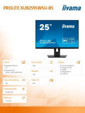 IIYAMA Monitor 25 cali XUB2595WSU-B5 IPS.PIVOT.16:10.USB.DP.HDMI.VGA.2x2W.  300(cd/m2).HAS(150mm)  - XUB2595WSU-B5 - Zdjęcie 9