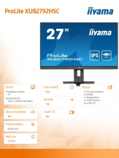 IIYAMA Monitor 27 cali XUB2792HSC-B5 IPS,FHD,USB-C,HDMI,DP,USB3.0,HAS(150mm)  - XUB2792HSC-B5 - Zdjęcie 4