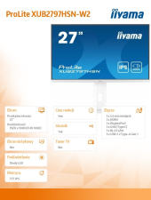 IIYAMA Monitor 27 cali XUB2797HSN-W2 IPS,FHD,USB-C Dock,HAS,300cd,1ms,sRGB99%,100Hz,HDMI,DP-out,USBx4,RJ45,2x2W/5y/  - XUB2797HSN-W2 - Zdjęcie 5