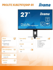 IIYAMA Monitor 27 cali XUB2797QSNP-B1,IPS,QHD,USB-c Dock,KVM,HDMI  - XUB2797QSNP-B1 - Zdjęcie 7