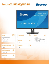 IIYAMA Monitor 32 cale XUB3297QSNP-B1 IPS,QHD,USB-C DOCK (95W), USB HUB 4x, KVM,  RJ45, GW 5 LAT  - XUB3297QSNP-B1 - Zdjęcie 7