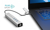 I-TEC Hub USB-C/USB-A Metal Hub 6 port 3xUSBc/3xUSBa  - CAHUBMETAL6LANPD - Zdjęcie 5