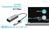 I-TEC Hub metalowy USB-C/USB-A 3 2x USB-C/1x USB-A / 2.5GLAN  - CAMETALG325HUB - Zdjęcie 3