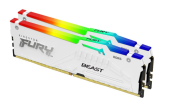 KINGSTON Pamięć DDR5 Fury Beast  RGB  32GB(2*16GB)/5600  CL40 Biała - KF556C40BWAK2-32 - Zdjęcie 1