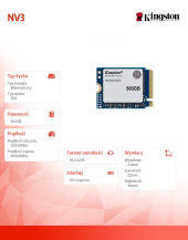 KINGSTON Dysk SSD NV3 500GB M.2 2230 PCI-e 4.0 NVMe 5000/3000 - SNV3SM3/500G - Zdjęcie 5